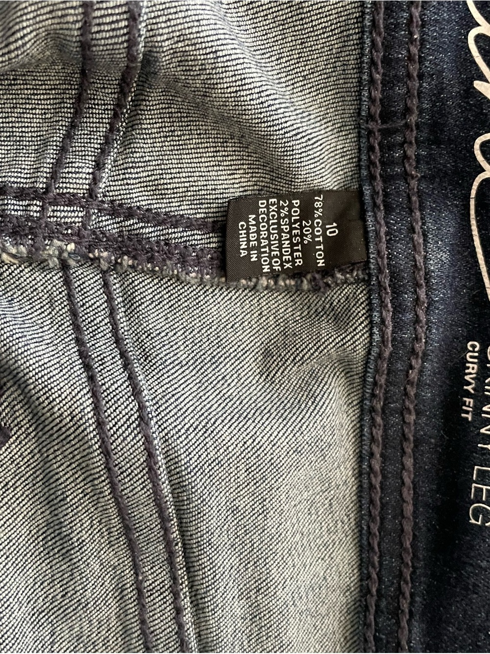 INC International Concepts Dark Blue Skinny Jeans with Silver Stud Trim - Picture 4 of 5